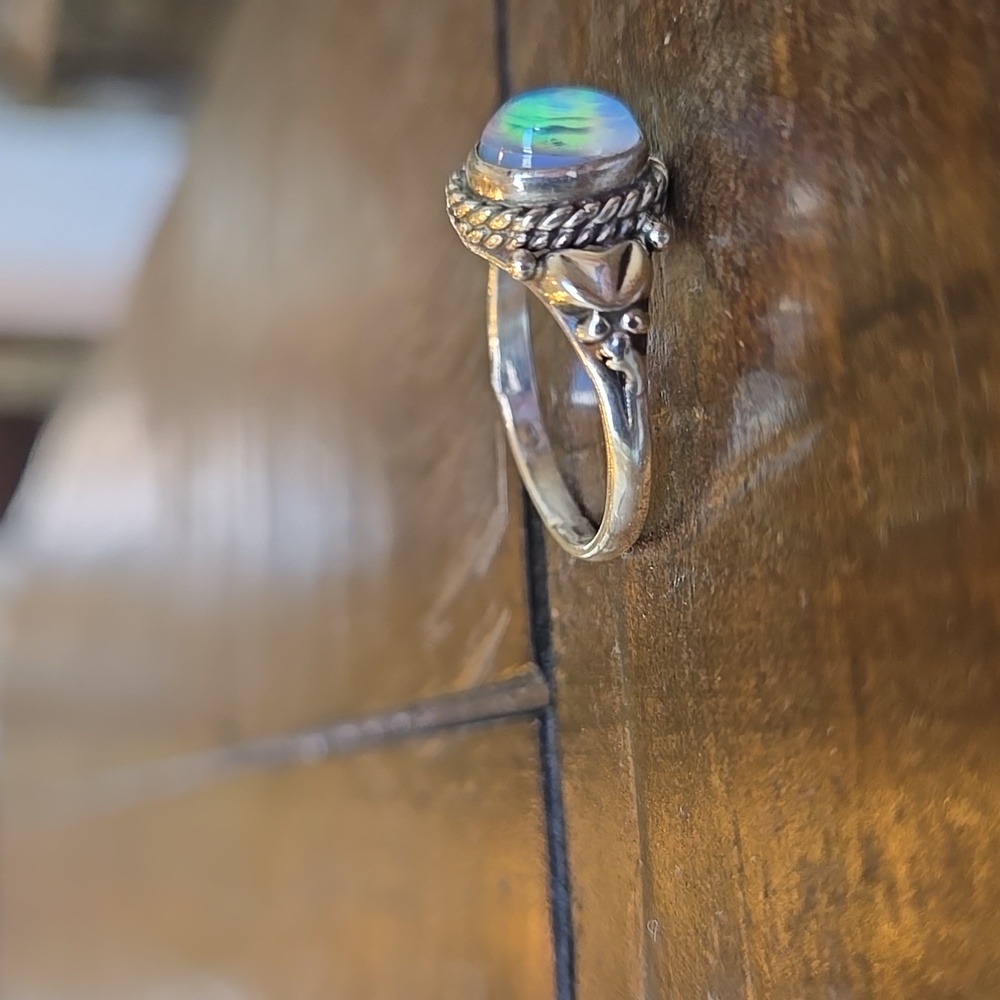 Aurora Opal Solid Sterling Silver Ring - image 3
